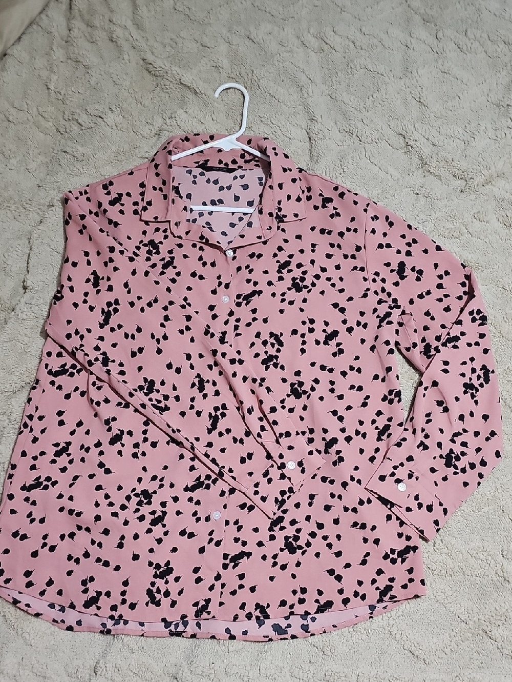 Women's Pink Printed Button-Up Blouse